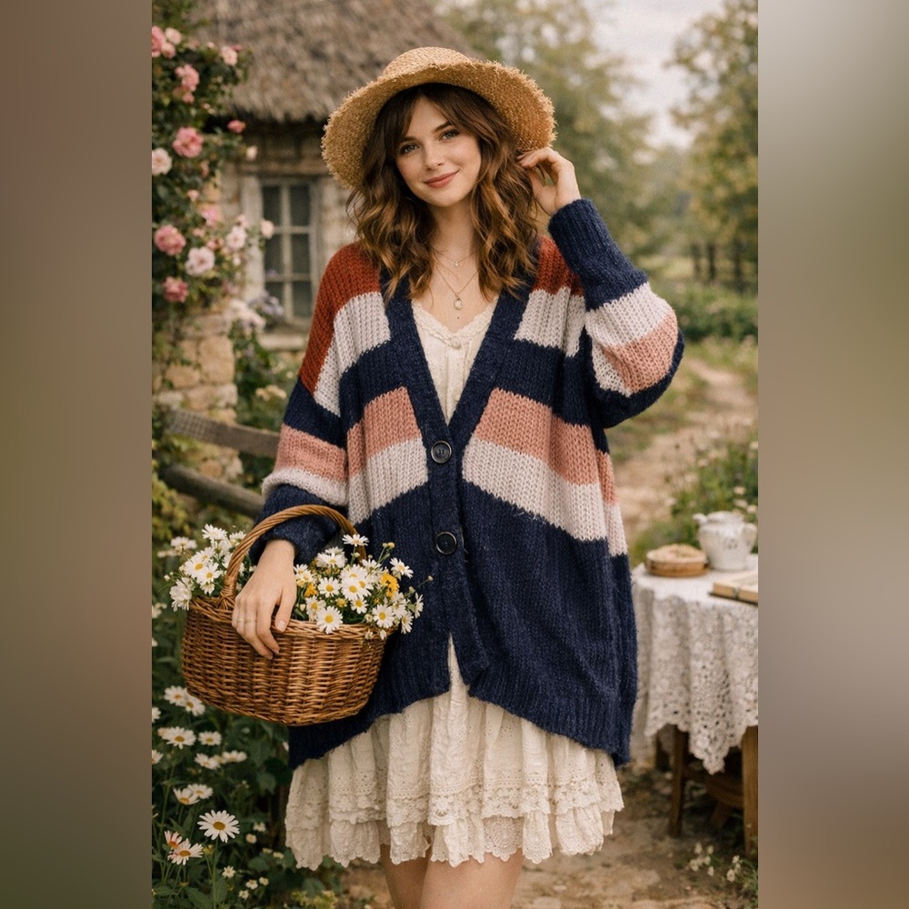 Wild Fable Multicolor Knit Cardigan Oversized Sweater XL